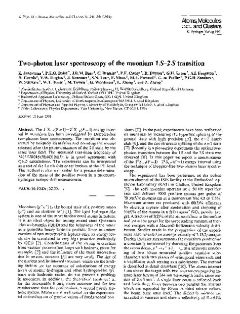 (PDF) Two-photon laser spectroscopy of the muonium 1S?2S transition | Christian Bressler ...