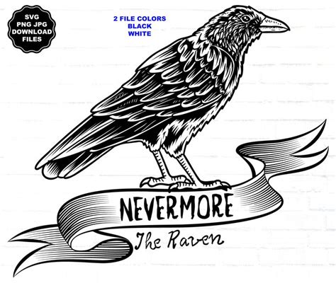 Black Raven Svg Nevermore Edgar Allan Poe Svg The Raven Svg Lenore