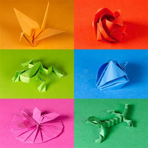 Figuras De Papel De Origami De Color Foto de archivo - Imagen de origami, rana: 156636128