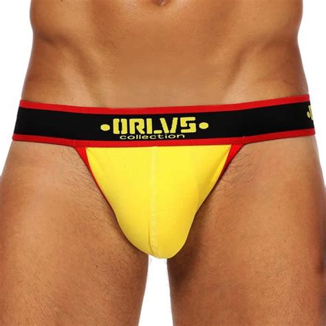 Slip Pour Homme Sexy Lettre Imprim Briefs Bulge Pouch Jaune Jaune