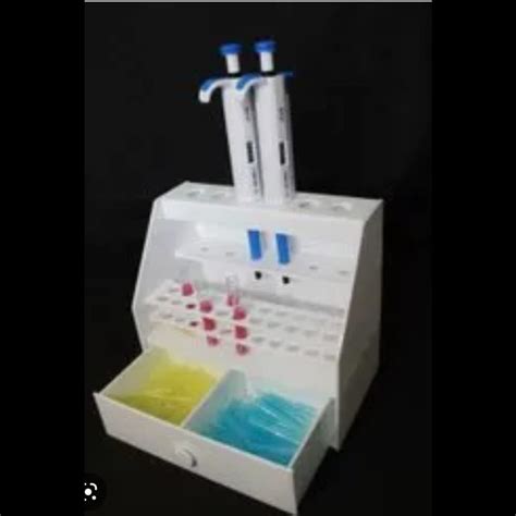 Plastic Micropipette Stand 6 Hole With Drawer For Chemical Laboratory