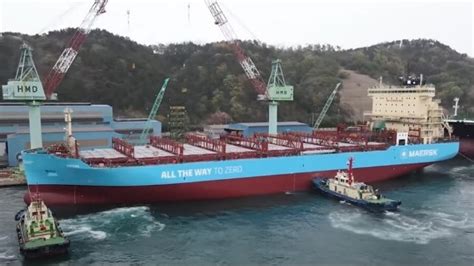 Video First Maersk Methanol Fueled Containership Floated Out In Korea