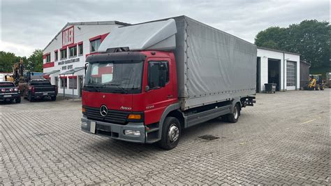 Mercedes Benz Atego Pritsche Plane Ladebordwand Youtube