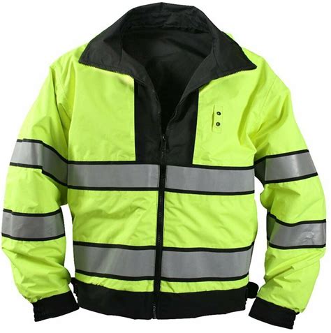 Black Hi Visibility Waterproof Reversible Uniform Coat Duty Jacket Neon