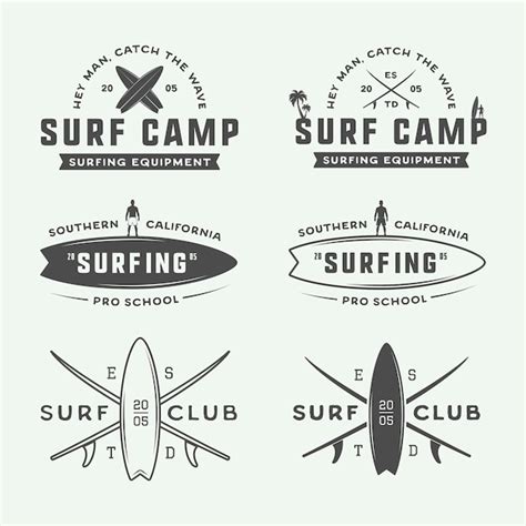 Set Von Vintage Surfen Logos Emblemen Abzeichen Etiketten Und