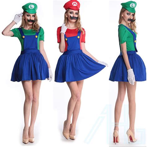 Adult Women S Super Mario Bros Luigi Workmen Skirt Version Costume