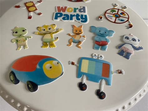 Word Party Inspired Characters Wafer Topper Edible Cake Etsy