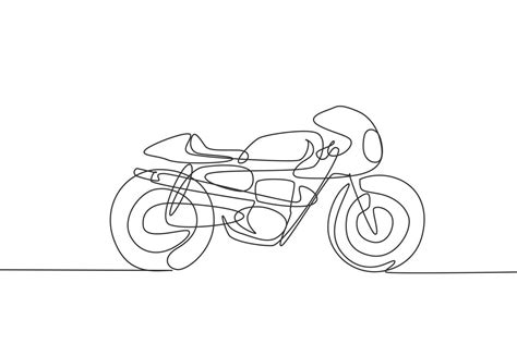 One Single Line Drawing Of Old Retro Vintage Motorcycle Vintage