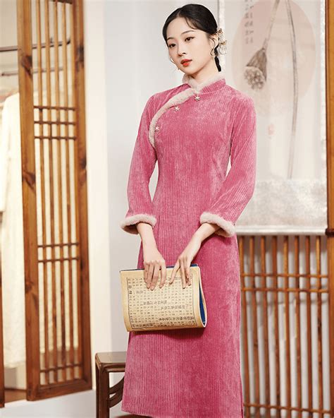 Slim Cheongsam Woolen Winter Dresses For Ladies - Weqipao