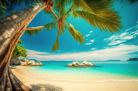 Premium Photo | Photo beautiful tropical beach and sea with coconut