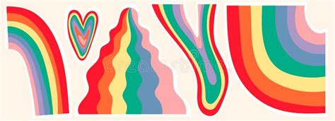 Rainbow Collage Elements Set 90s Aesthetic Pride Month Vector