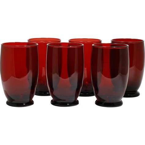 Anchor Hocking Royal Ruby Glass Baltic Tumblers Vintage Mid Century From Catisfaction On Ruby Lane