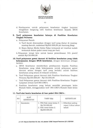 Se Ttg Pelaksanaan Standar Tarif Pelayanan Kesehatan Jaminan Kesehatan
