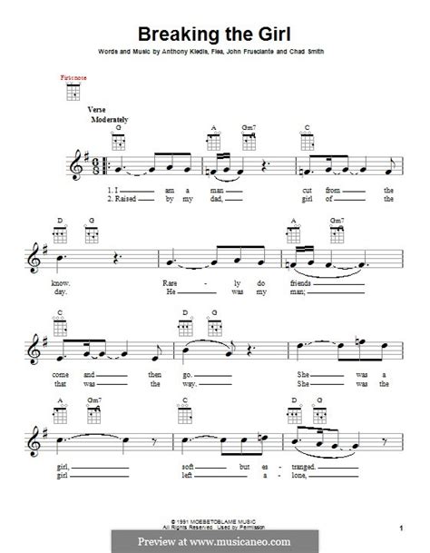 Breaking The Girl Red Hot Chili Peppers Von Flea A Kiedis C Smith J Frusciante Auf Musicaneo