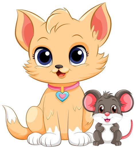 Lindo Gato Con Rat N En Estilo De Dibujos Animados Vector Gratis