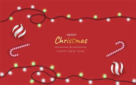 Premium Vector | Christmas greeting card background with christmas lights and christmas balls