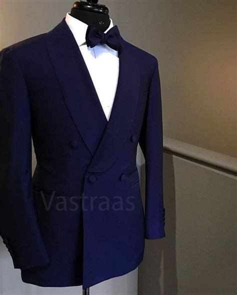 Vastraas New Stylish Partywear Formal Tuxedo Suits For Men In Navy Blue