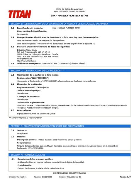 Masilla Plastica Pdf Compuesto Orgánico Volátil Carbón