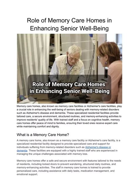 PPT Role Of Memory Care Homes In Enhancing Senior Well Being