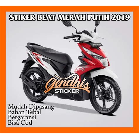 Jual Striping Stiker Lis Motor Honda Beat Merah Putih Tahun 2019