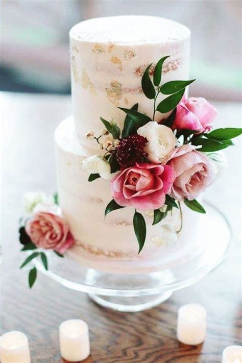 Naked Wedding Cake With Purple Flowers Beautiful Cakes Hot Sex Picture