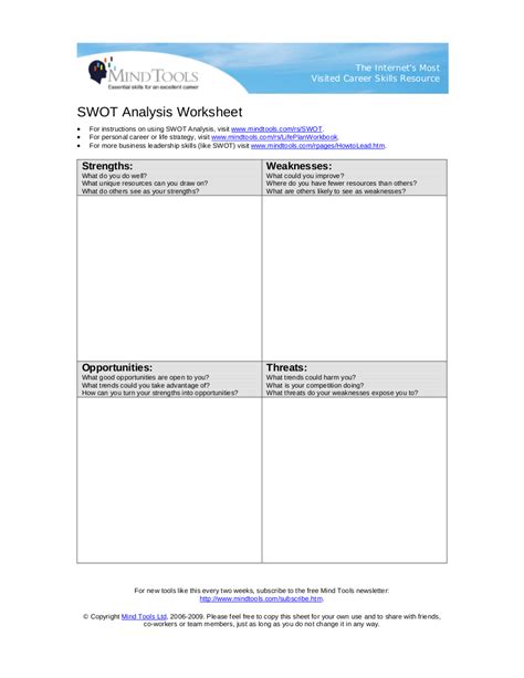 Swot Analysis Worksheet Examples Word Pages Pdf