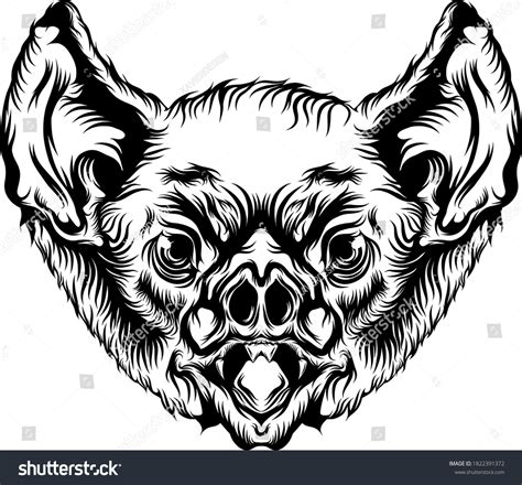 Animation Bat Head Black Outline Tattoo 库存矢量图（免版税）1822391372 Shutterstock