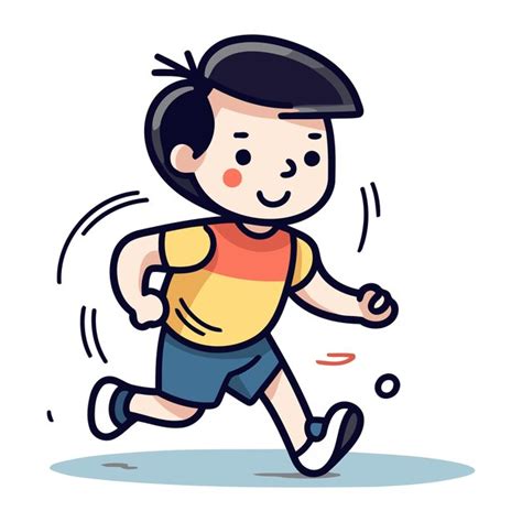 Premium Vector | Running boy vector illustration Cute cartoon little ...