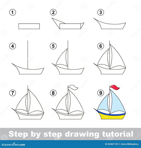 Drawing Tutorial. How To Draw A Boat Vector Illustration ...