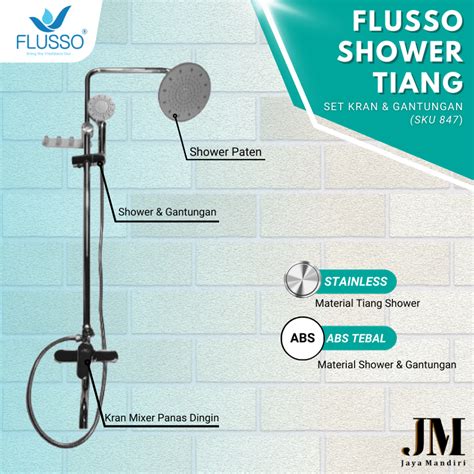 Jual Flusso Shower Kamar Mandi 1 Set Shower Tiang Plus Kran Mixer Panas