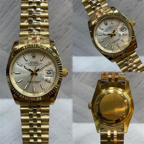 Jual KERATON JAM TANGAN PRIA ROLEX DATEJUST BALOK GOLD WHITE DIAL