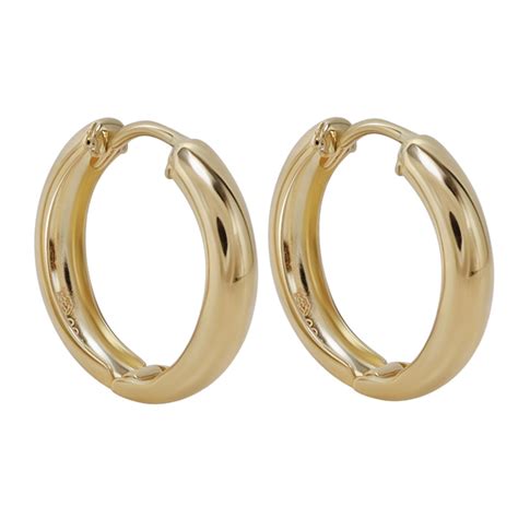 18ct Solid Yellow Gold 15mm Hoop Earrings Auric Jewellery