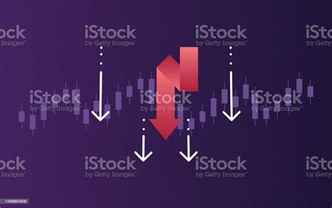 Pasar Saham Menurun Dengan Jatuhnya Panah Merah Mata Uang Kripto Atau Harga Pasar Saham Dan