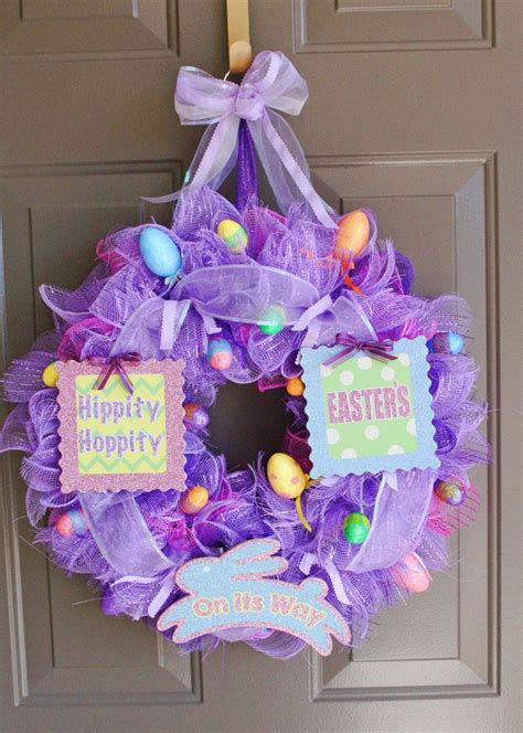 Purple Easter Wreath With Bunny