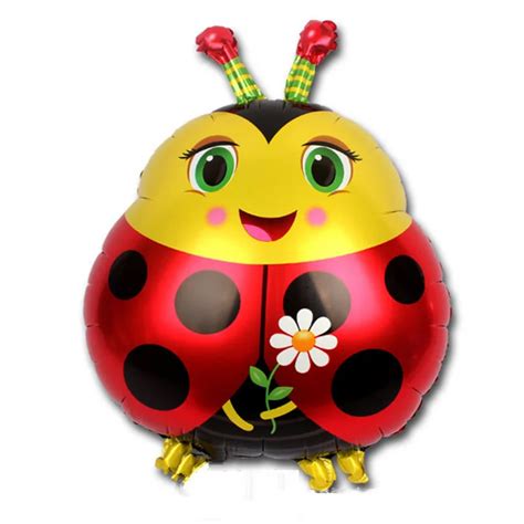 5pcsset Cute Cartoon Ladybug Foil Balloon Kids Happy Birthday Party