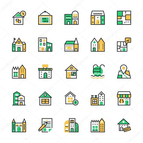 Real Estate Colored Vector Icons 2 — Stock Vector © Creativestall