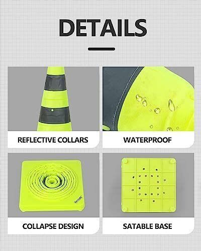 Battife Pack Inch Collapsible Traffic Cones Lime Green Safety