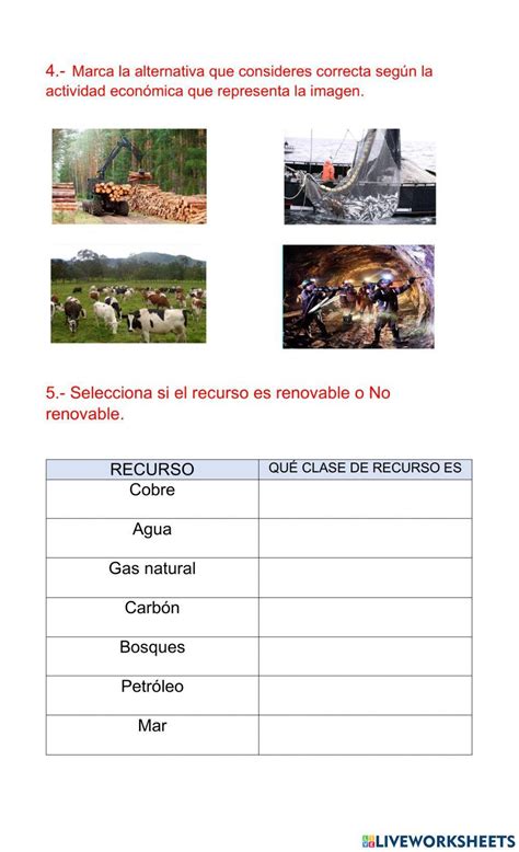 Recursos Naturales Exercise For 5 Y 6 Live Worksheets