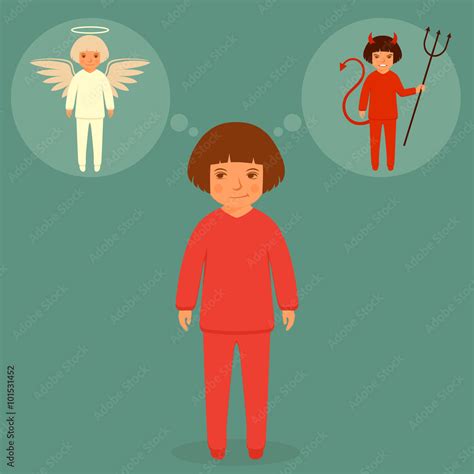 Devil And Angel Cartoon Vector Illustration Good And Bad Character