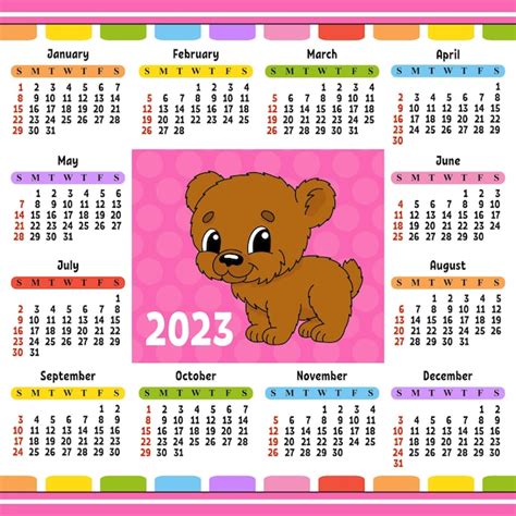 Premium Vector | Calendar for 2023 with a cute character fun and bright ...