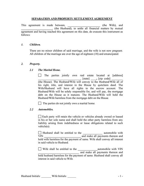 Do It Yourself Separation Agreement Pdf 43 Official Separation