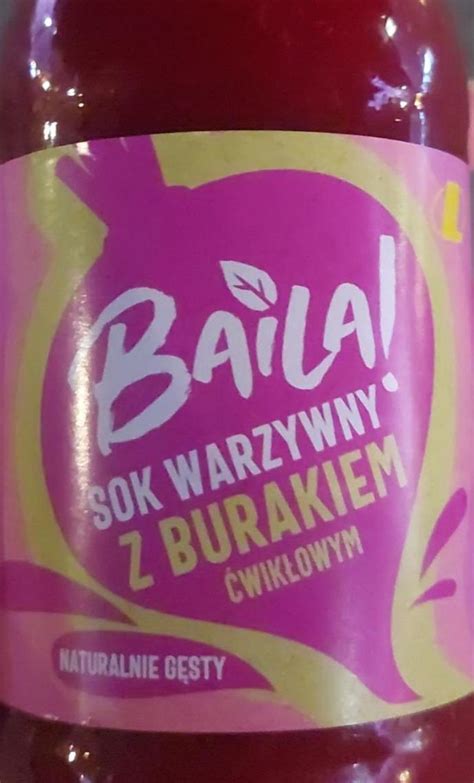 Baila sok warzywny z burakiem kalorie kJ a nutriční hodnoty