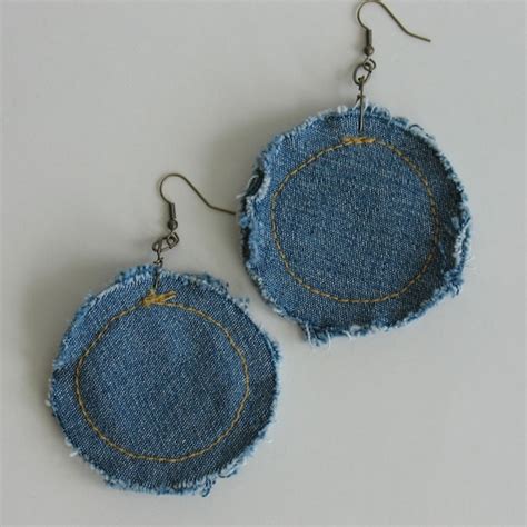 Recycled Jeans Earrings Jean Earrings By Tuka On Etsy