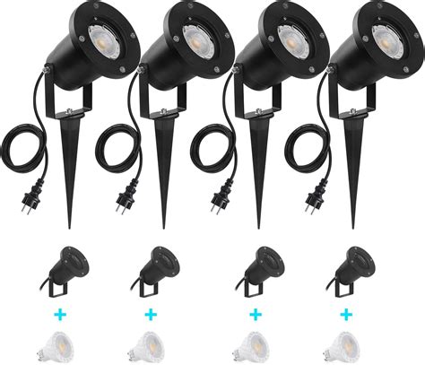 SanGlory 4 X Faretto LED Da Esterno 7W GU10 LED Faretti Da Giardino Con