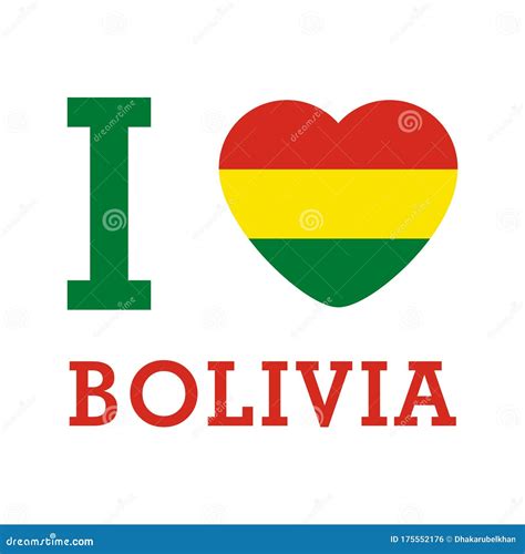 I Love Bolivia With Heart Flag Shape Vector Stock Vector Illustration