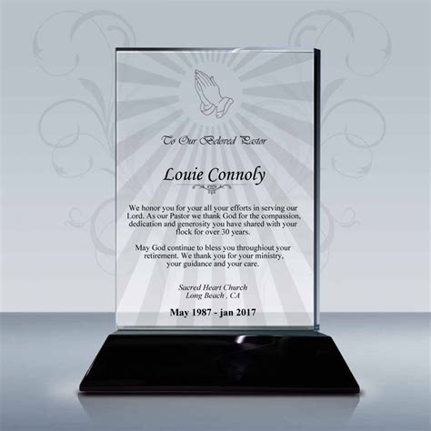 Pastor Retirement Gift Goodcount 3D Crystal Etching Gift Award