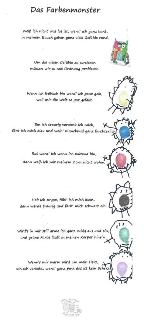 Farbenmonster Reim Emotionen vorschule Emotionen aktivitäten