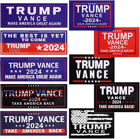 Amazon 10pcs Trump Vance Stickers 10 Styles Premium PVC Trump