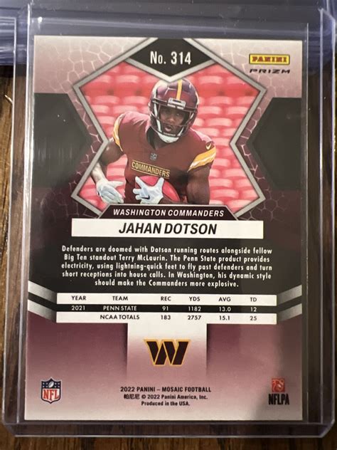 Panini Mosaic Jahan Dotson Pink Camo Prizm Rookie Rc