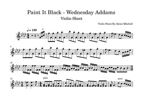 Paint It Black Wednesday Addam Violin Sheet